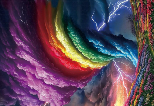 Rainbow Tornado 1000 Piece Jigsaw Puzzle for Adults – Colorful Large Puzzle, Stress Relief Game, Family Activity & Gift Idea