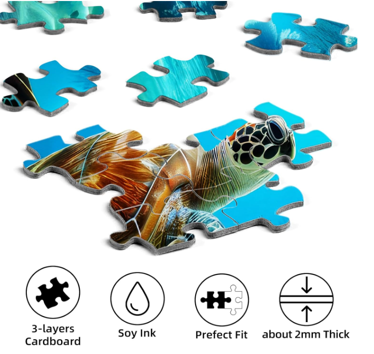 1000 Piece Jigsaw Puzzle for Adults with Poster – Turtle Paradise Puzzle Game for Stress Relief, Brain Training & Family Fun Gift