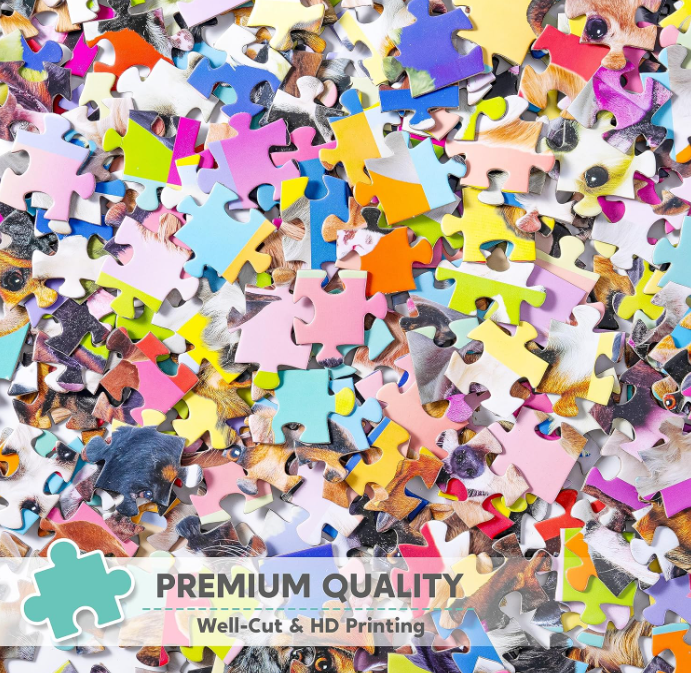 300 Piece Large Dog Jigsaw Puzzle for Kids and Adults with Poster – Fun Family Puzzle Game for Learning, Relaxation & Gift